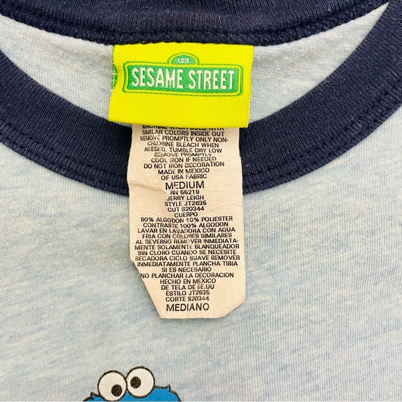 Sesame Street - Cookie Monster "Me Want Cookies" - Baby Blue Baseball T-shirt - Picture 2 of 3